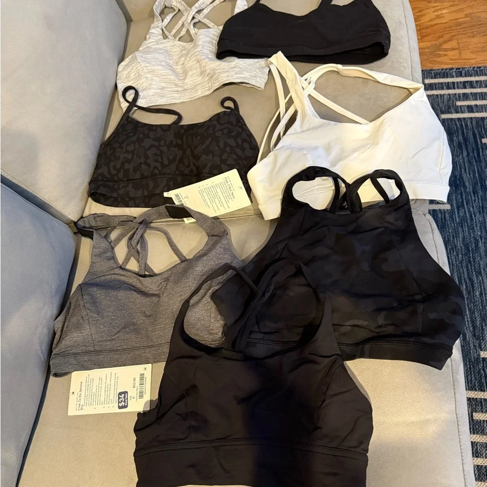 Set of 7 Lululemon Black and White Sports Bras size 6 - Picture 2 of 4